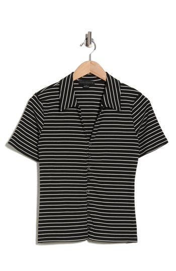 Sanctuary Stripe Button-up T-shirt In Blue
