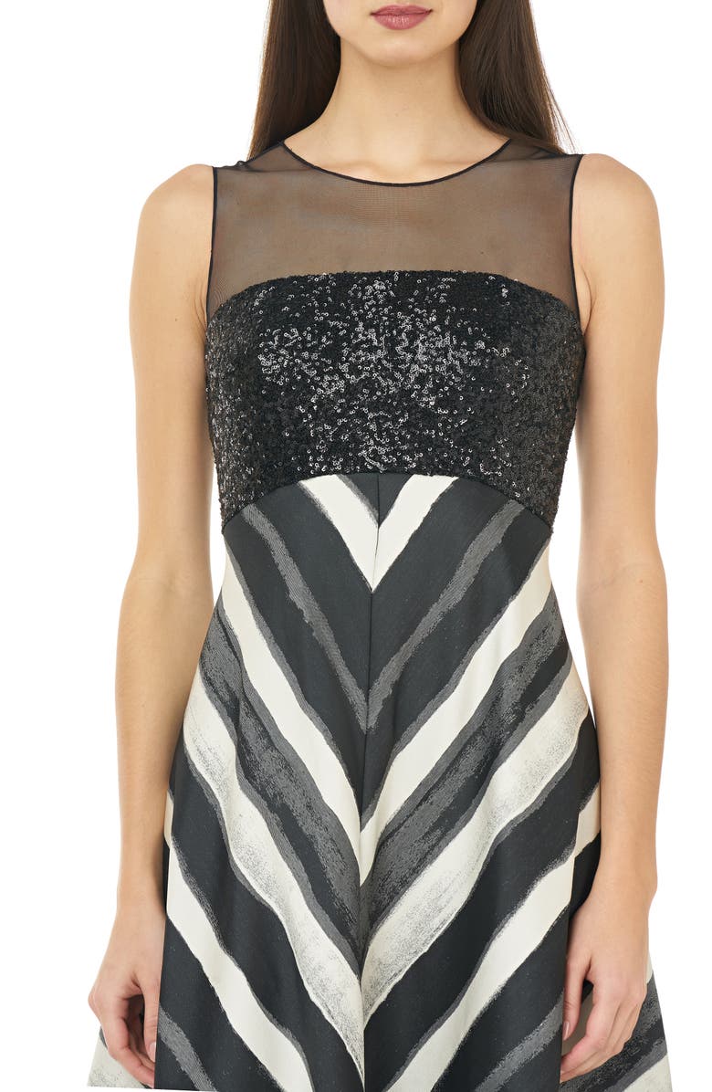 Carmen Marc Valvo Infusion Sequin & Stripe Ballgown, Alternate, color, 