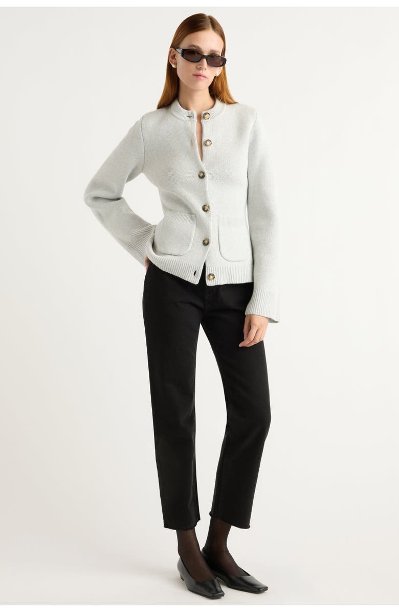 Modern Citizen Eames Organic Cotton-Wool Cardigan, Alternate, color, Heather Grey