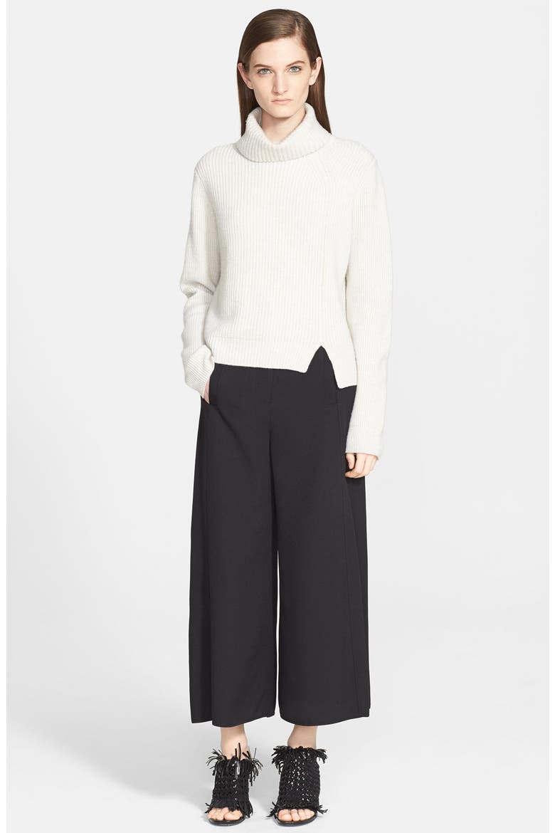 Ribbed Wool & Cashmere Turtleneck Sweater, Main, color, OFF WHITE