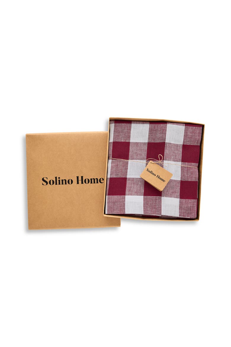 Linen Tablecloth - Buffalo Check, Alternate, color, Burgundy and White