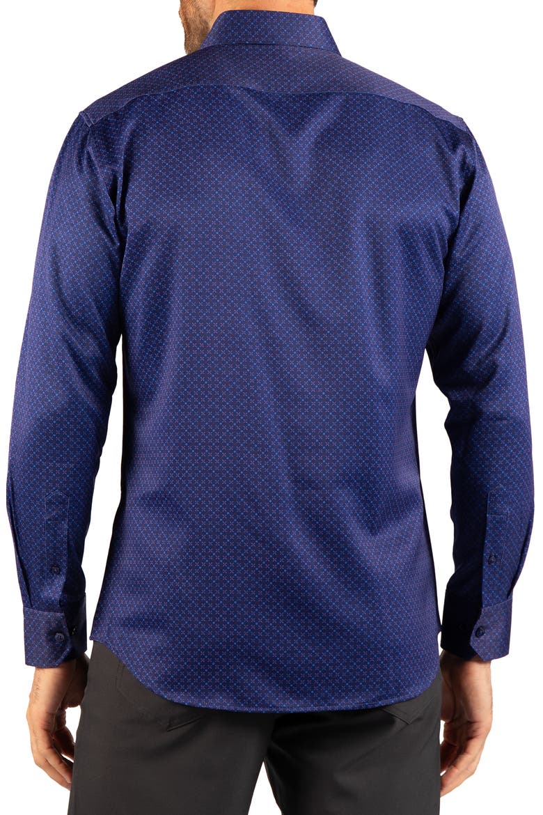 Check Printed Long Sleeve Performance Shirt, Alternate, color, DENIM