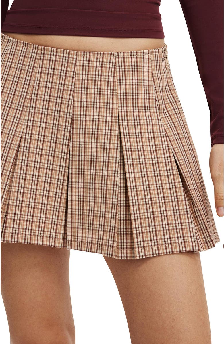 Cotton On Women's Mae Pleated Mini Skirt, Alternate, color, Brown Check