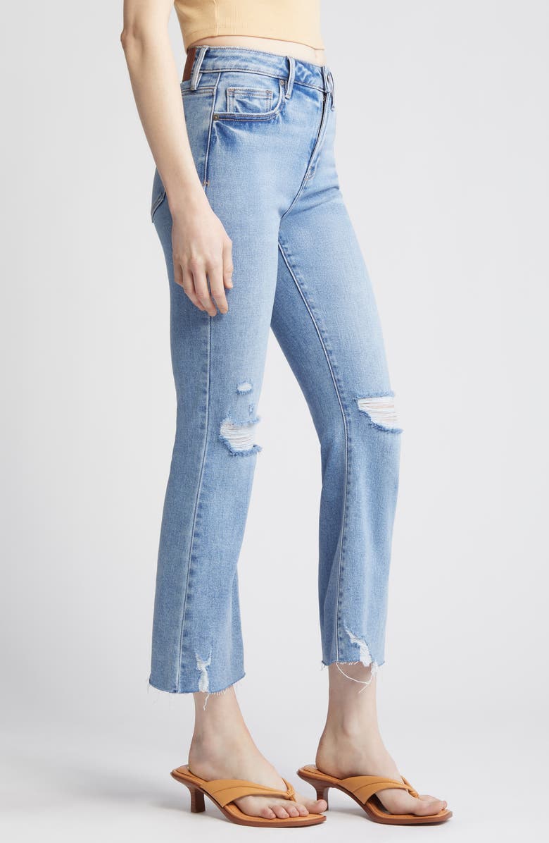 HIDDEN JEANS Ripped High Waist Crop Flare Jeans, Alternate, color, 