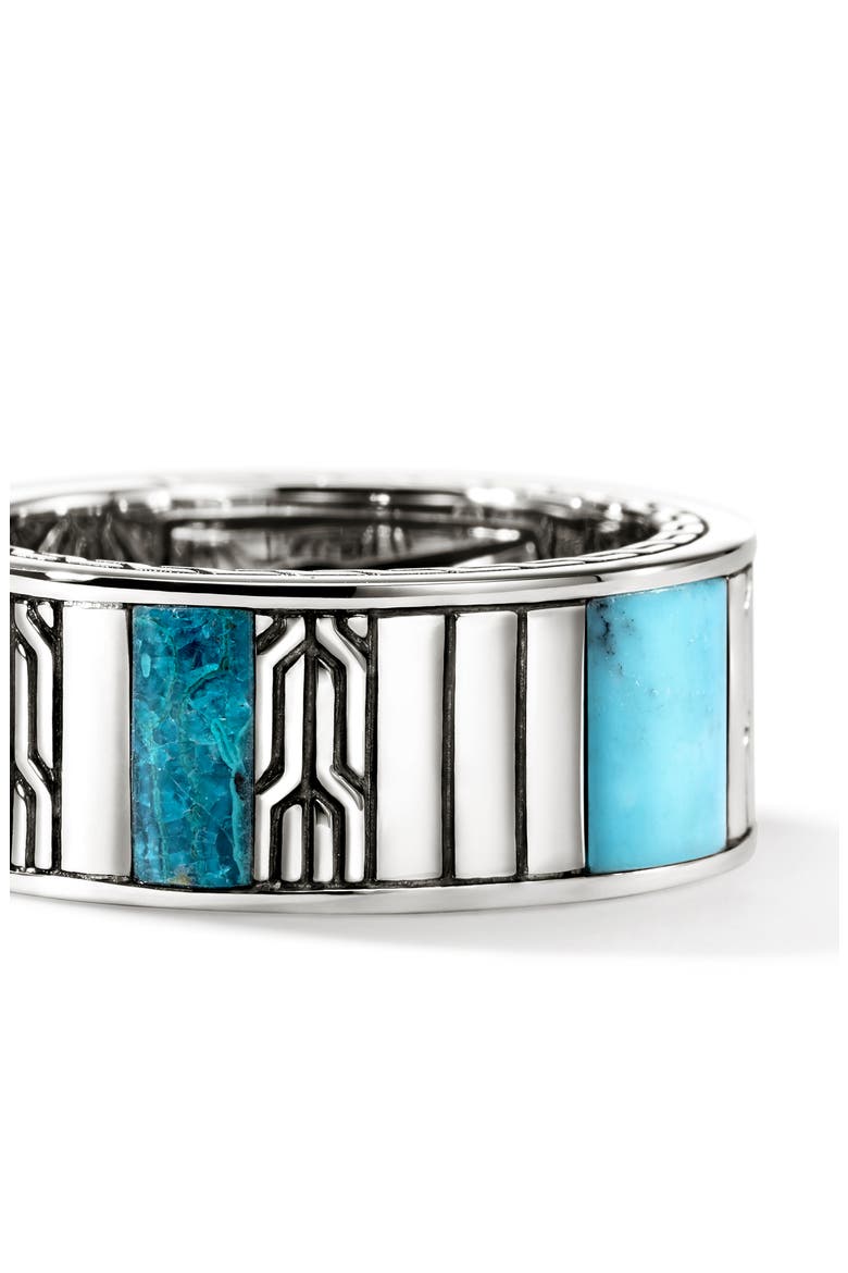 Carved Chain Ring, Sterling Silver, Hardstones, Alternate, color, SILVER