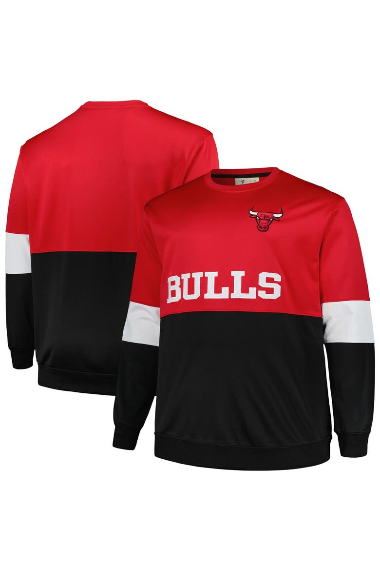 Men's Fanatics Branded Red/Black Chicago Bulls Big & Tall Split Pullover Sweatshirt, Main, color, Red