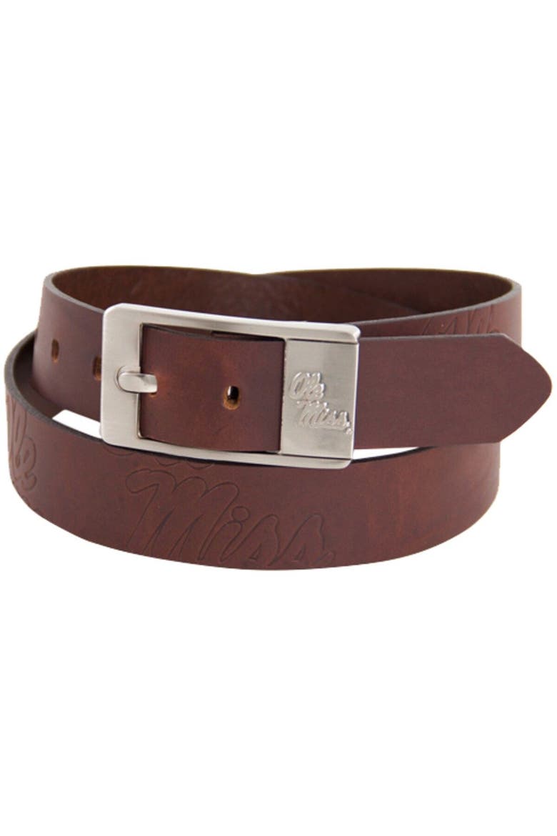 Mississippi Rebels Brandish Leather Belt - Brown, Main, color, Brown