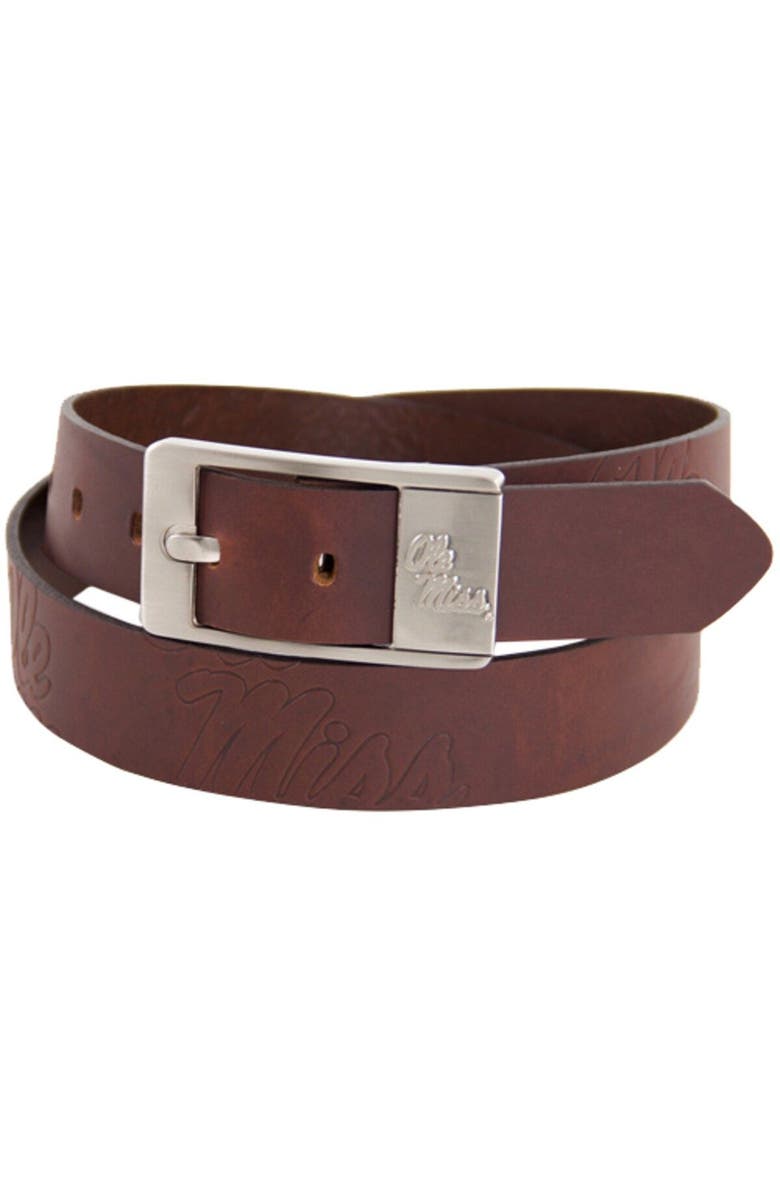 EAGLES WINGS Mississippi Rebels Brandish Leather Belt - Brown, Main, color, Brown