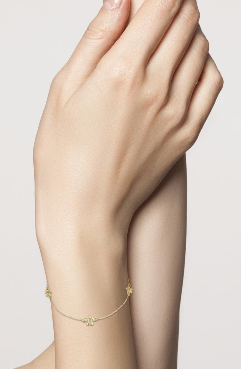 Ember Fine Jewelry 14K Gold Flower Station Bracelet, Alternate, color, Gold