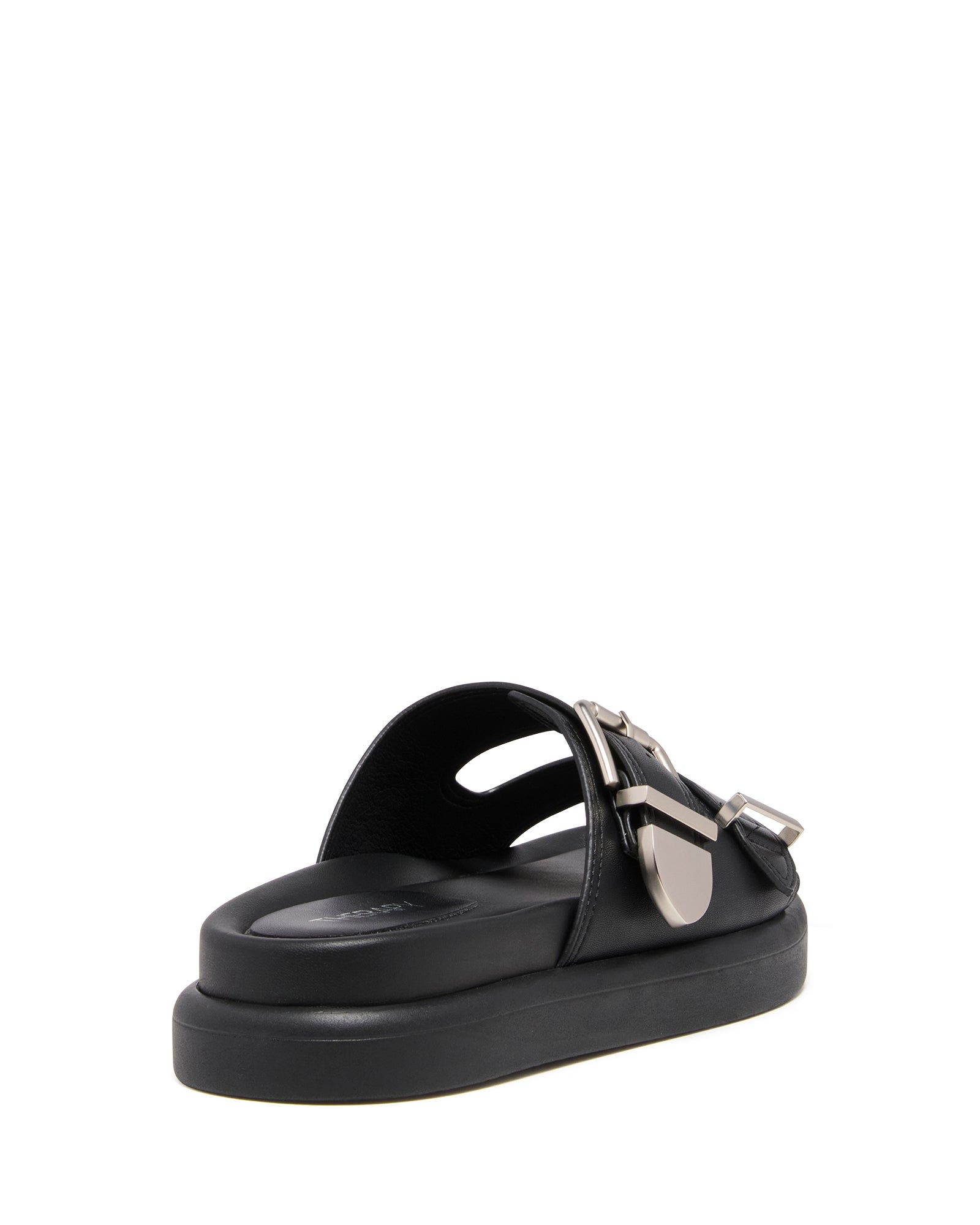 Paxton Open Round Toe Sandal, Alternate, color, BLACK SMOOTH PU