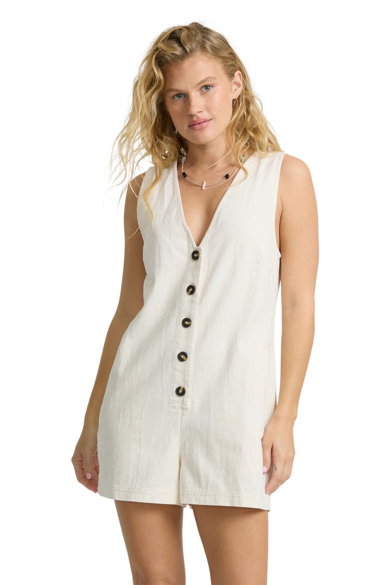 Waves Call Cotton Romper, Alternate, color, SALT CRYSTAL