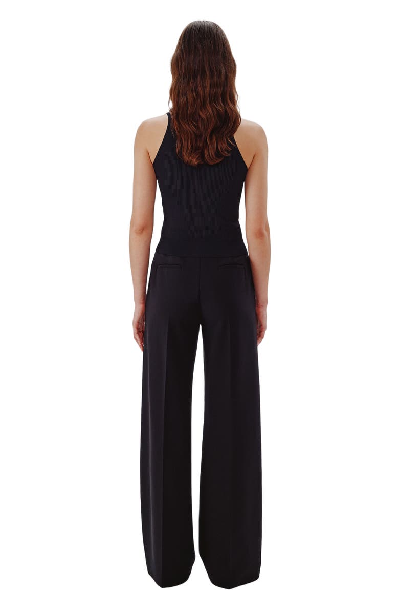 Another Tomorrow DEEP V TANK KNIT, Alternate, color, Black