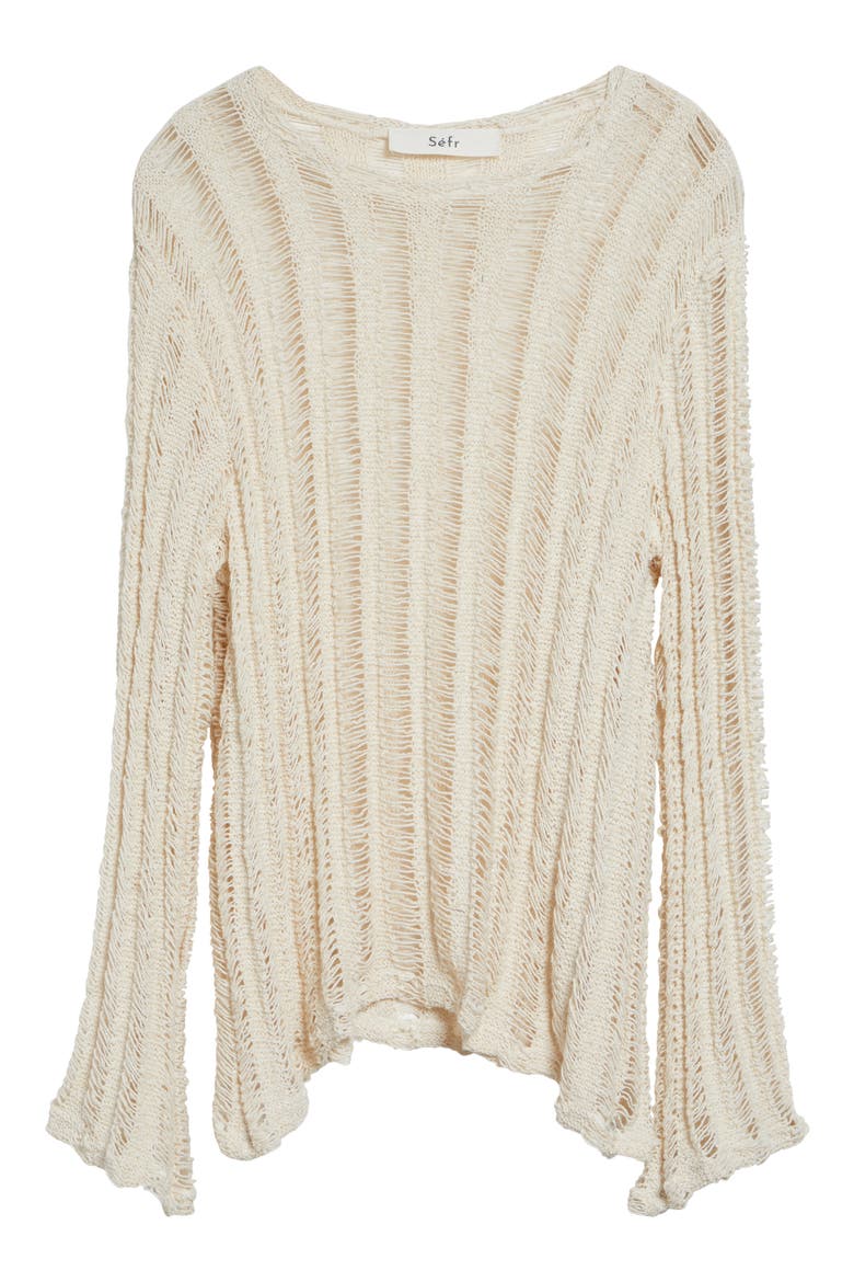 Aestas Cotton Blend Open Stitch Sweater, Alternate, color, BROKEN WHITE COTTON