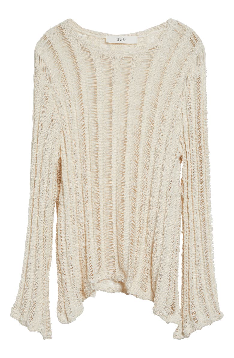 Séfr Aestas Cotton Blend Open Stitch Sweater, Main, color, Broken White Cotton
