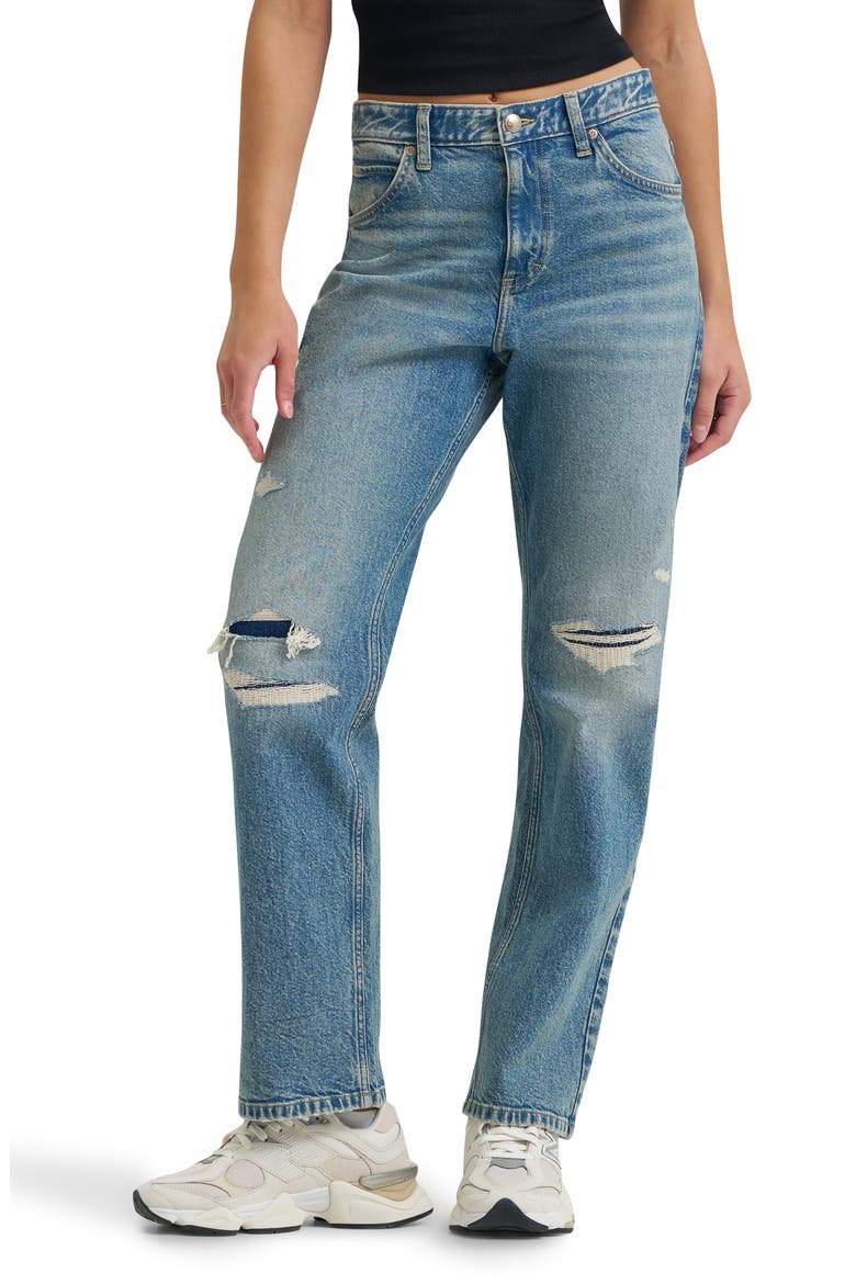 Rider™ Ripped Classic Mid Rise Straight Leg Jeans, Main, color, SPRING BACK DX