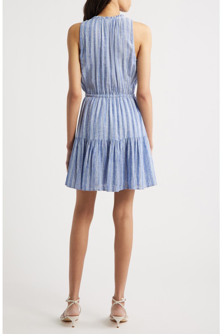 Albany Stripe Tiered Linen Blend Dress, Alternate, color, LAKE VIEW STRIPE