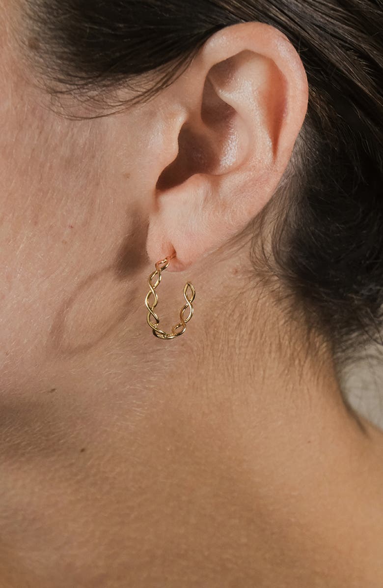 Sterling Forever Open Rope Hoop Earrings, Alternate, color, Gold