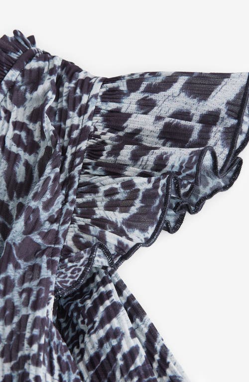 Smallsaints By Allsaints Kids' Leopard Print Plissé Tiered Dress In Black