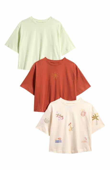 NEXT Kids' Assorted 3-Pack Embroidered Cotton Graphic T-Shirt