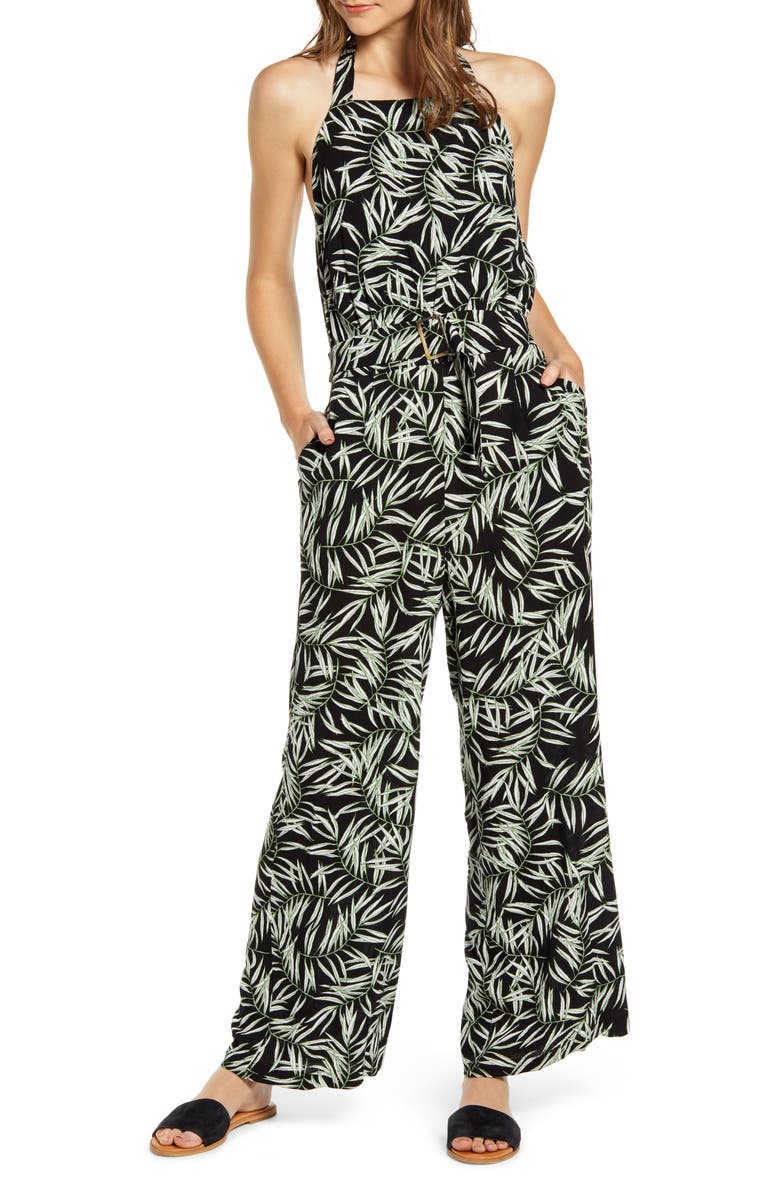 1.STATE Desert Palms Belted Halter Jumpsuit, Main, color,