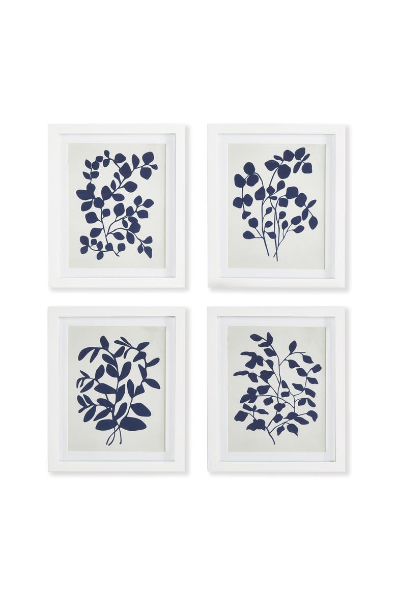 Leafy Vine Prints Set of 4, Main, color, Blue