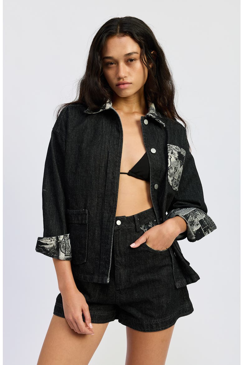 Vanessa Denim Jacket, Alternate, color, BLACK TONAL