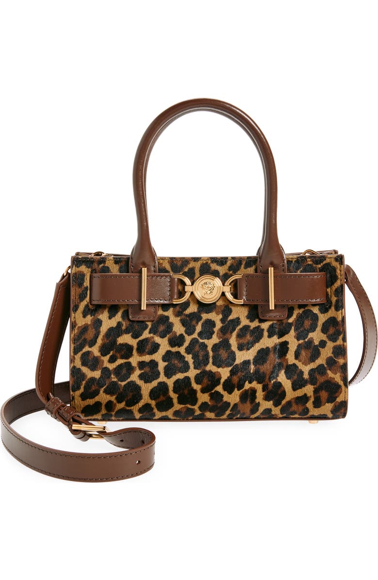 Versace Small Medusa 95 Leopard Print Genuine Calf Hair Tote, Main, color,