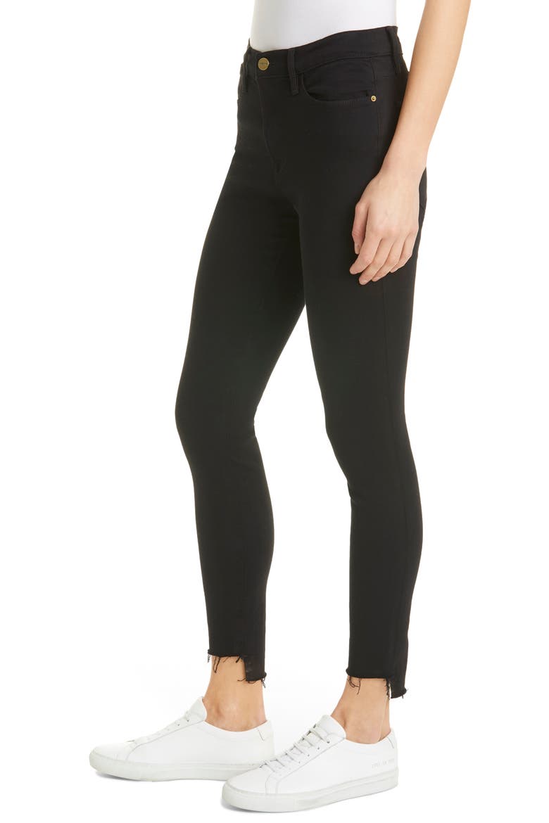 Le High Skinny Ripped Raw Hem Ankle Jeans, Alternate, color, FILM NOIR