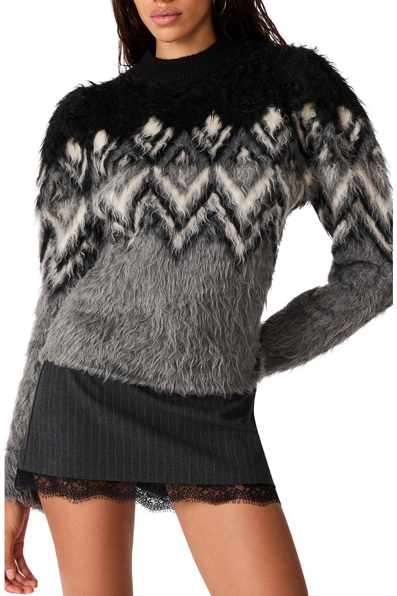 Mora Chevron Fuzzy Sweater, Main, color, BLACK MULTI
