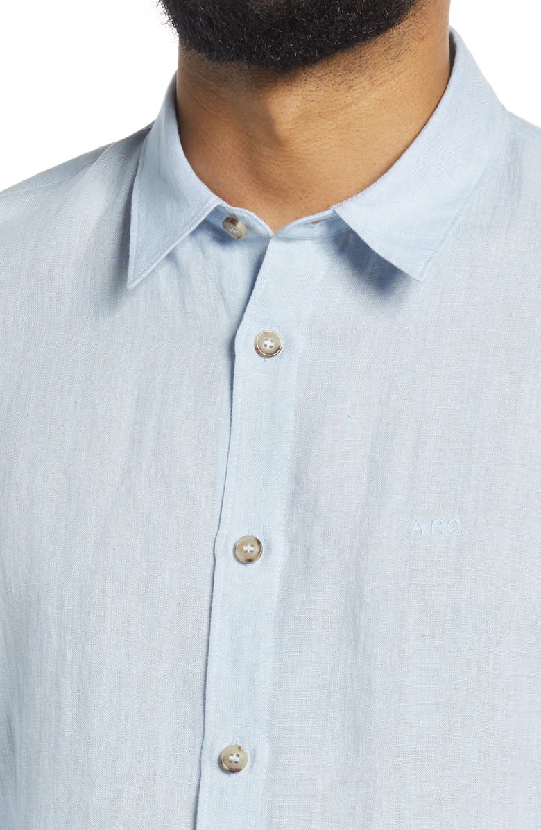 A.P.C. Vincent Slim Fit Linen Button-Up Shirt, Alternate, color, 