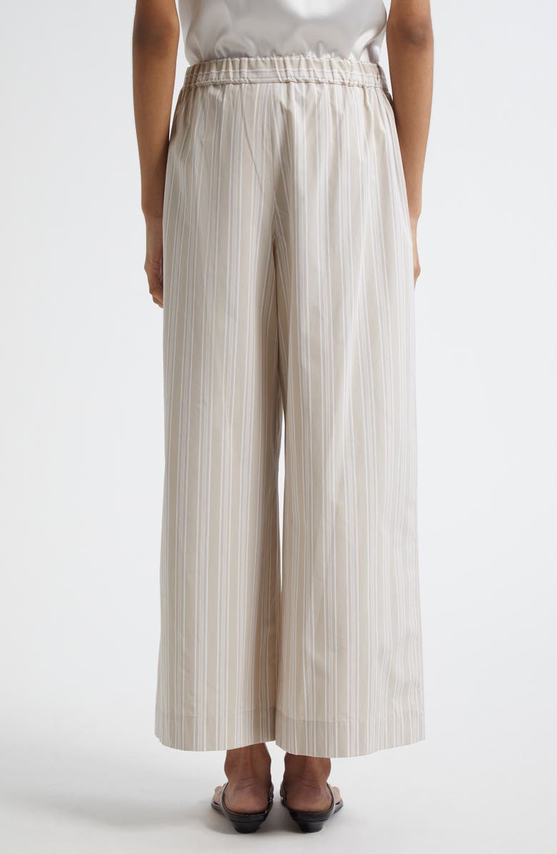 MM by Max Mara Arley Stripe Wide Leg Cotton Pants, Alternate, color, Ivory