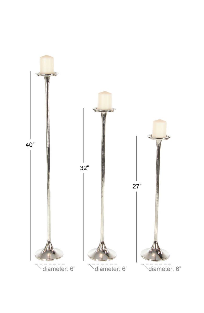 UMA Silvertone Aluminum Tall Candle Holder - Set of 3, Alternate, color, Silver