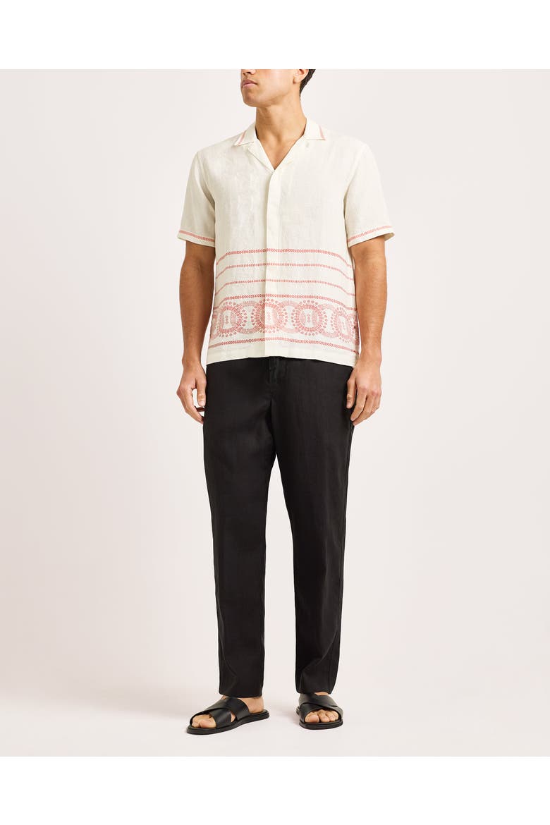 Maitan Linen Relaxed-Fit Shirt, Main, color, White Sand/Summer Red