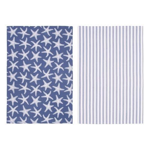 C & F Home C&f Home Calming Seas Starfish Kitchen And Bathroom Graphic Print Hand Towels Set Of 2 In Blue