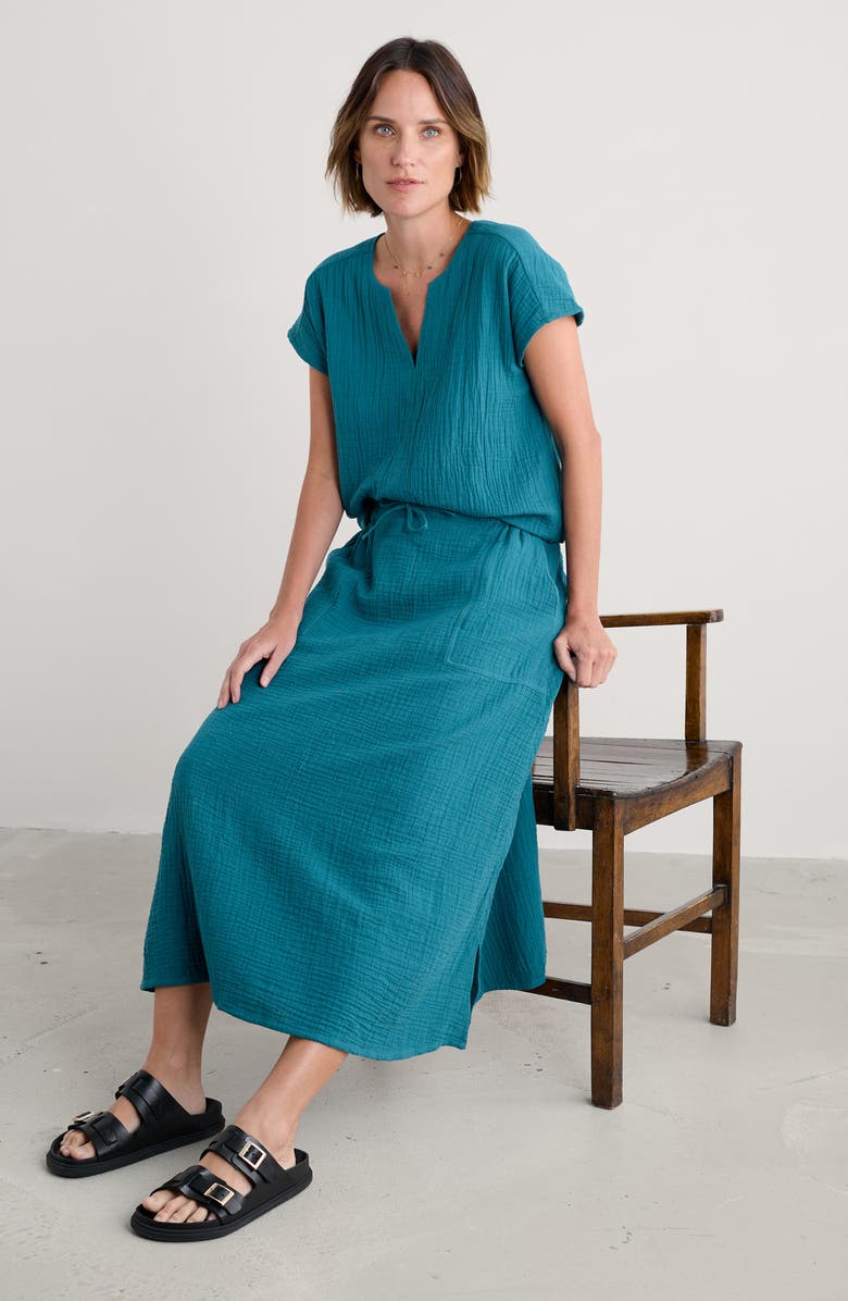 Seasalt Cornwall Landscape Organic Cotton Gauze Top, Alternate, color, Dark Drift