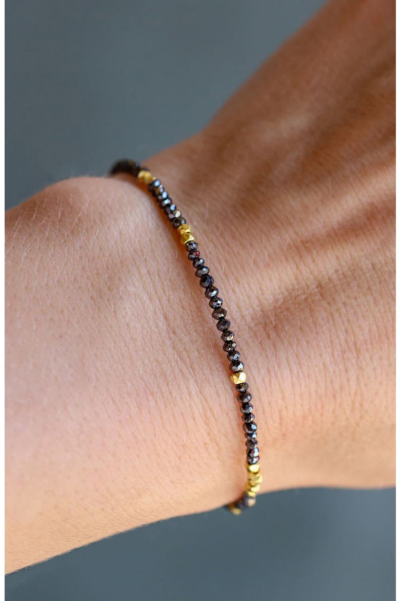 Noir Black Diamond & Gold Bead Bracelet, Alternate, color, BLACK