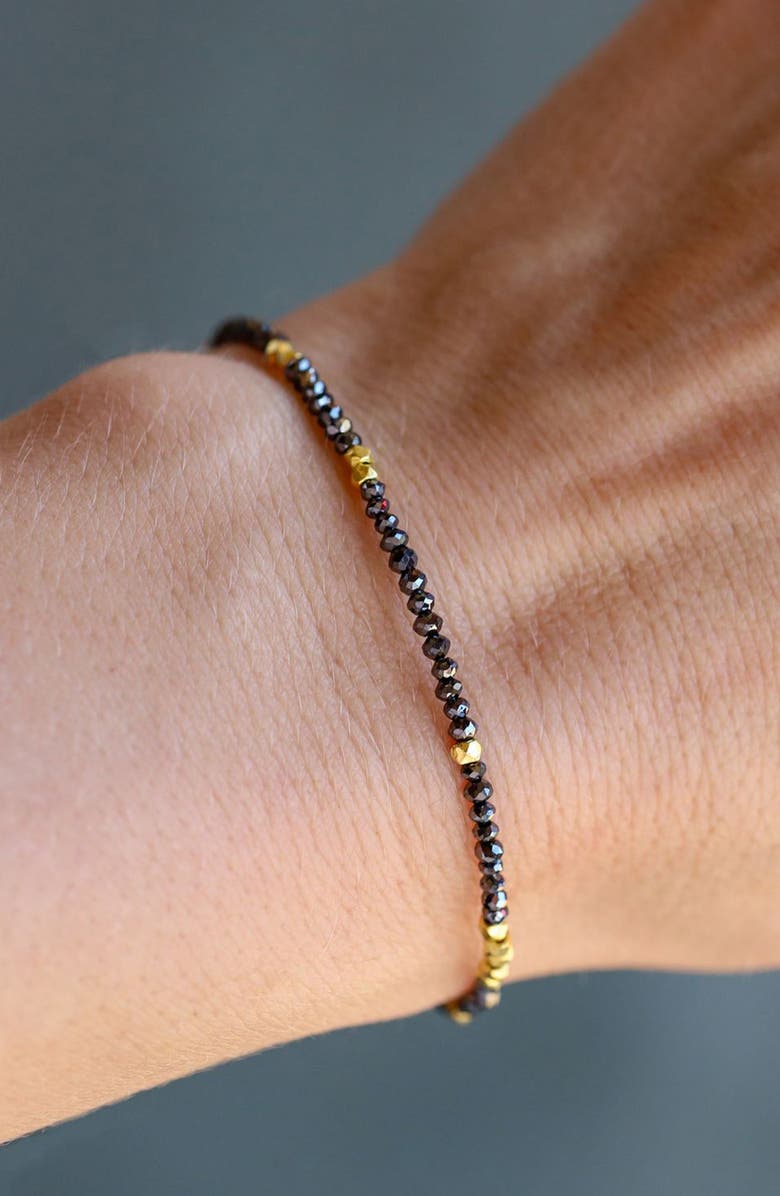 Sethi Couture Noir Black Diamond & Gold Bead Bracelet, Alternate, color, Black