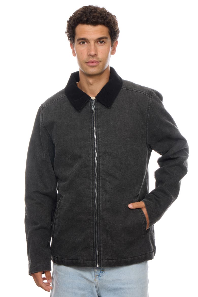 Washed Twill Jacket, Alternate, color, BLACK