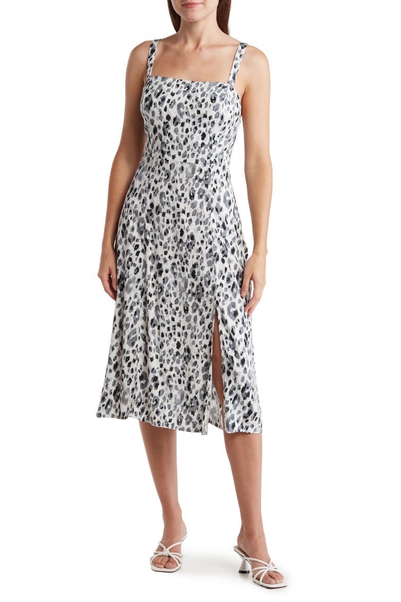 Heather Sleeveless Square Neck Dress, Main, color, BLACK