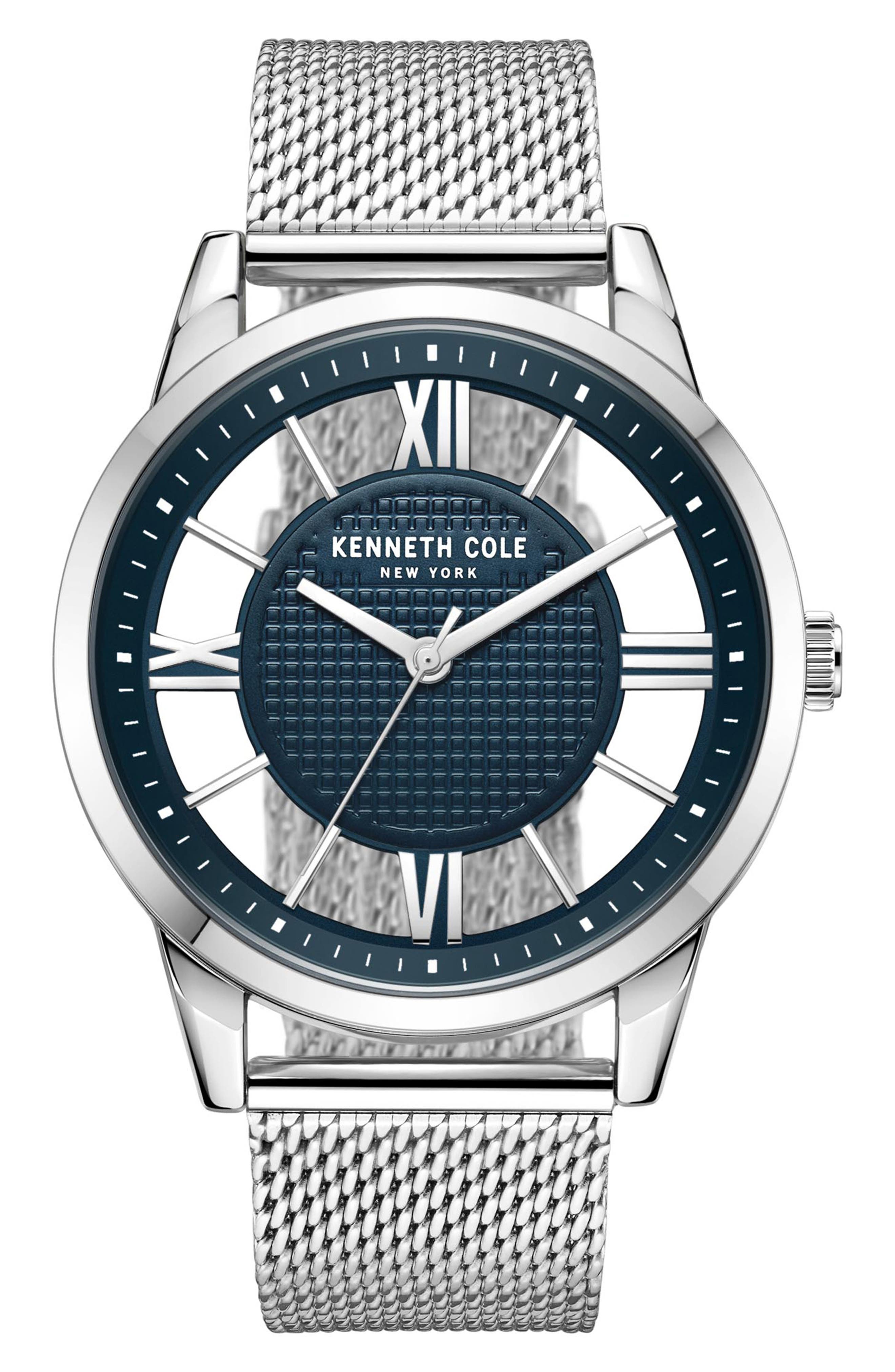Kenneth Cole New York Men's 3-Hand Quartz Mesh Strap Watch, 45mm