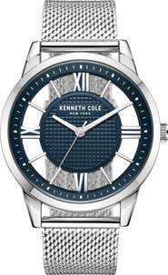Kenneth Cole Men's 3-Hand Quartz Mesh Strap Watch, 45mm