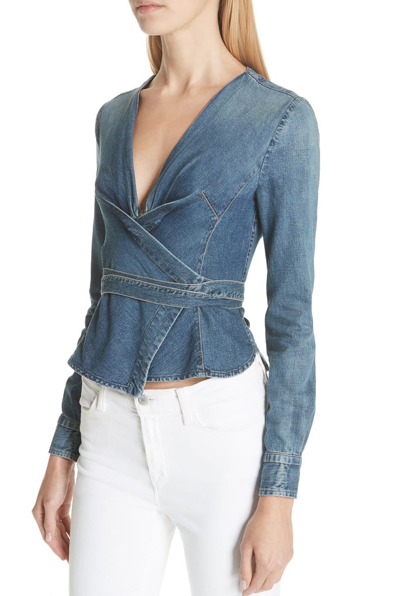 Biba Denim Wrap Top, Alternate, color, NORMANDIE