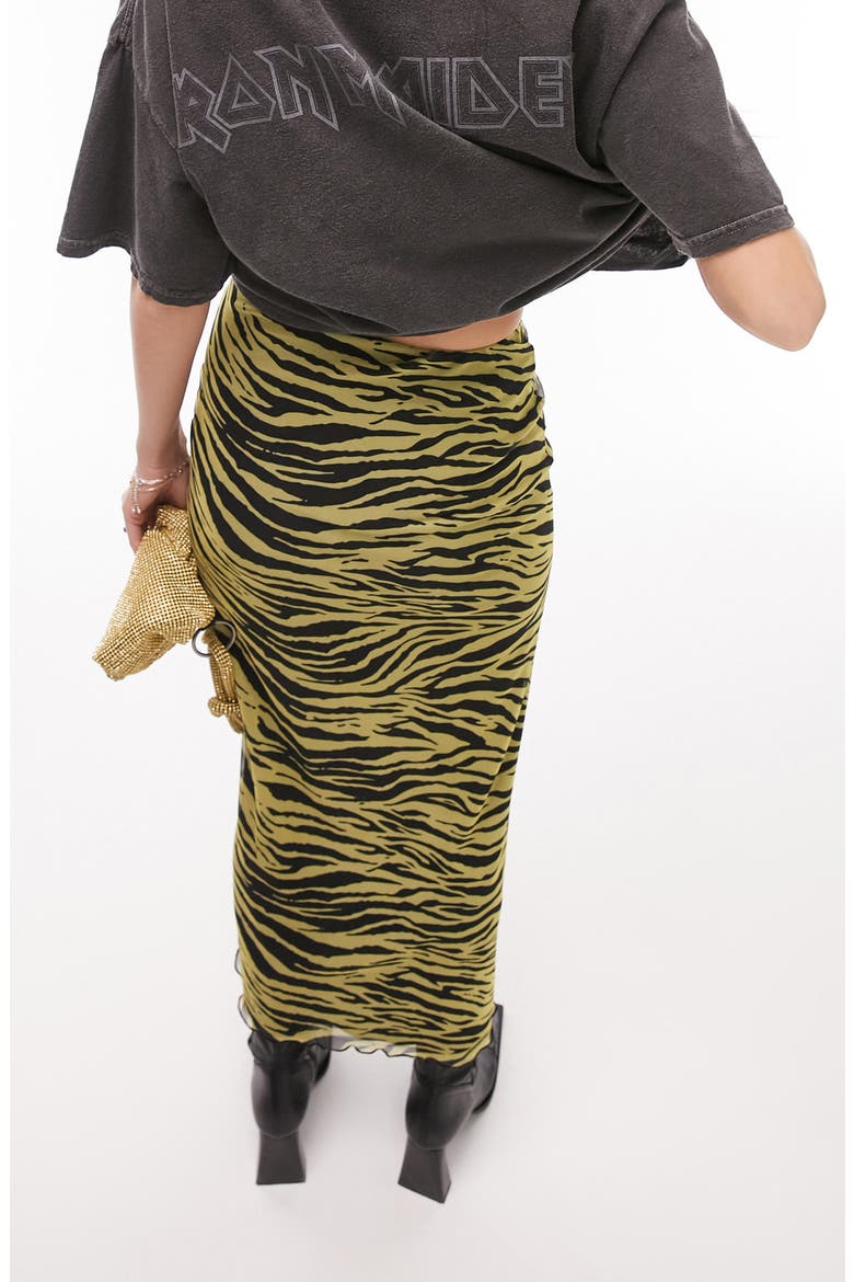 Zebra Print Mesh Skirt, Alternate, color, BLACK