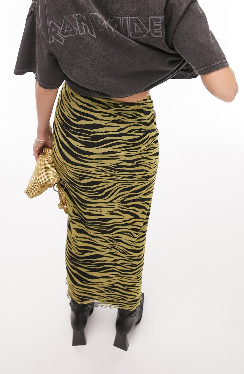 Topshop Zebra Print Mesh Skirt, Alternate, color, 