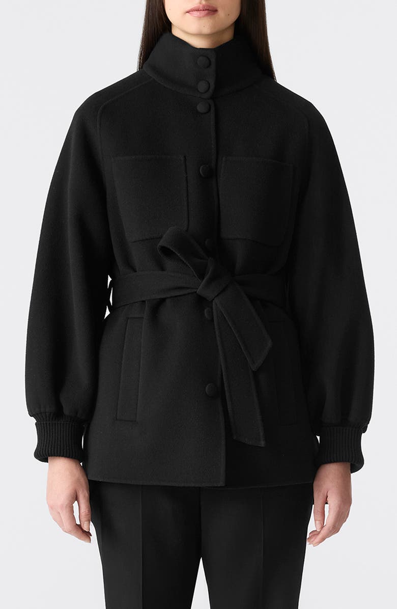 Mackage Shania Double Face Belted Wool Jacket, Main, color, Black