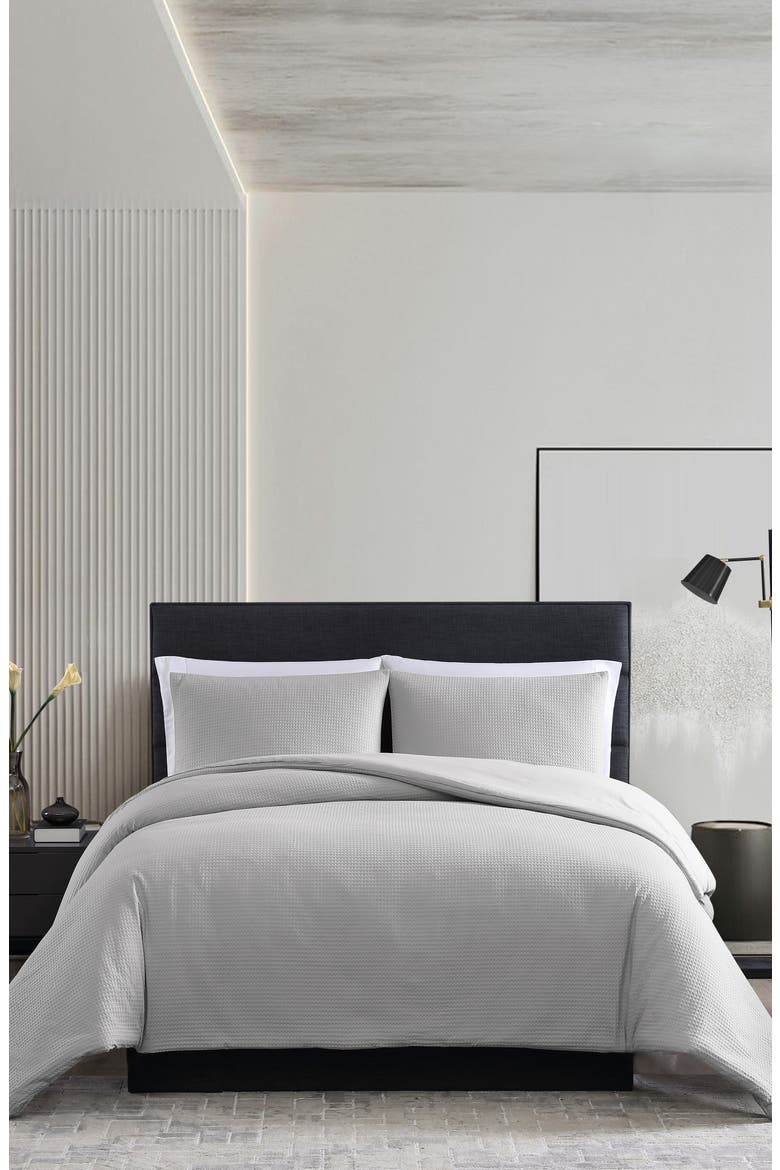 Waffle Piqué Comforter & Shams Set, Alternate, color, MOONLIGHT GREY