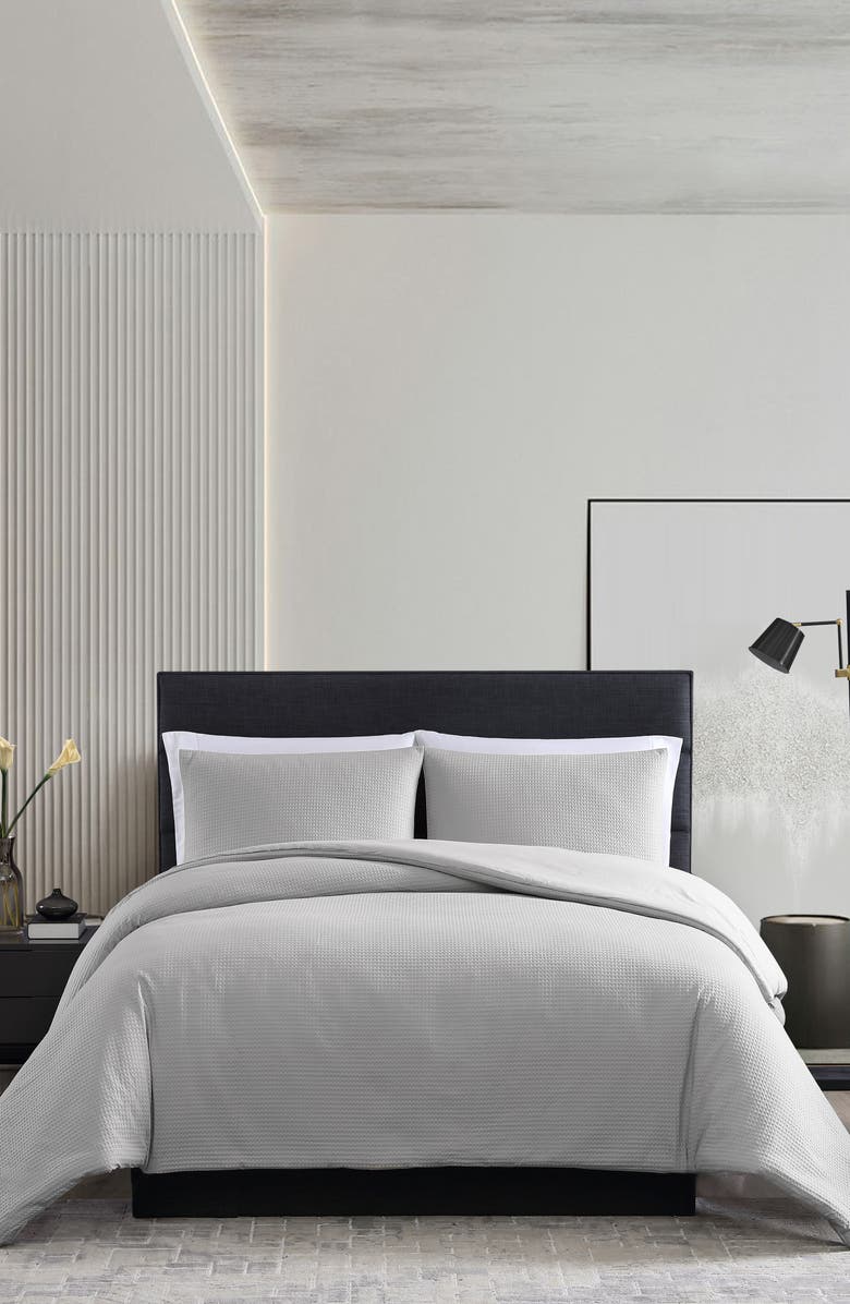 Vera Wang Waffle Piqué Comforter & Shams Set, Alternate, color, Moonlight Grey