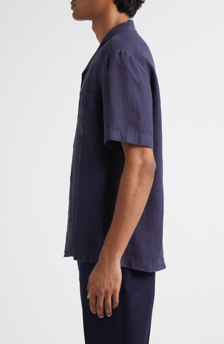 Thom Sweeney Linen Camp Shirt, Alternate, color, Navy