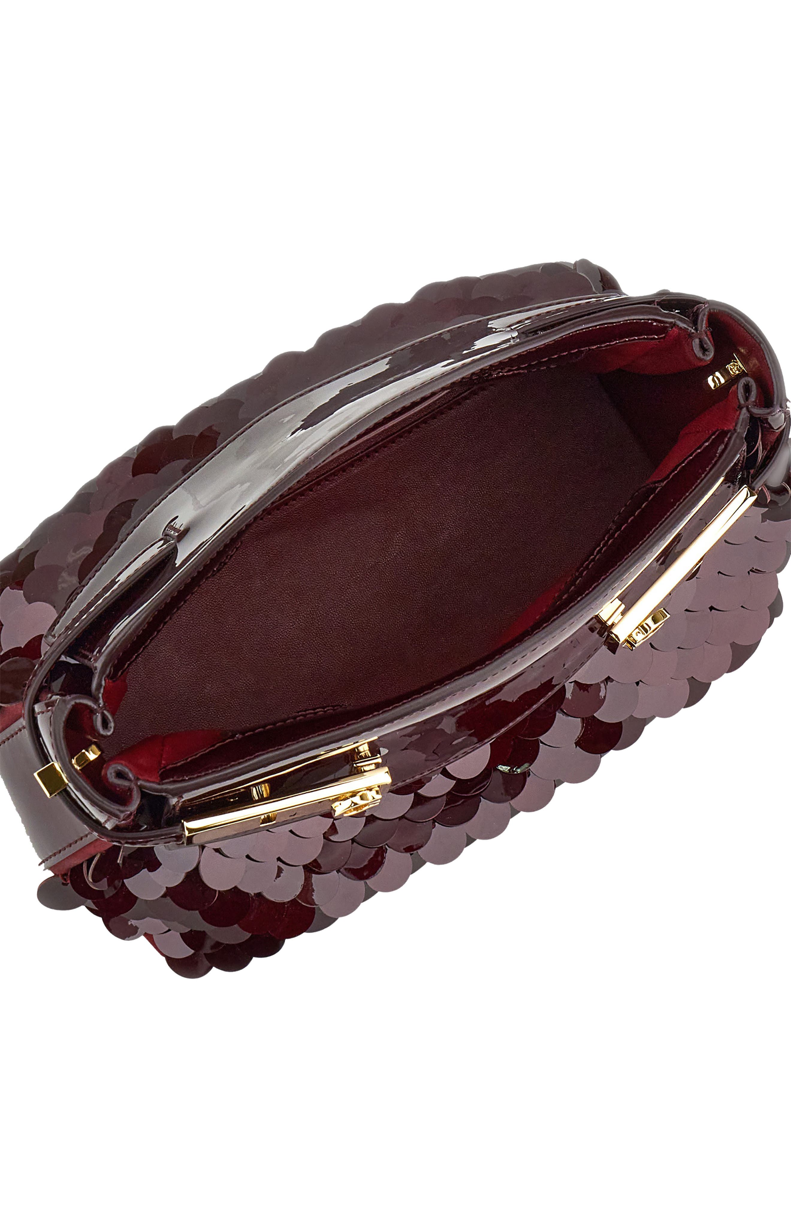 FERRAGAMO Small Hug Patent Leather & Sequin Pouch Bag, Alternate, color, 