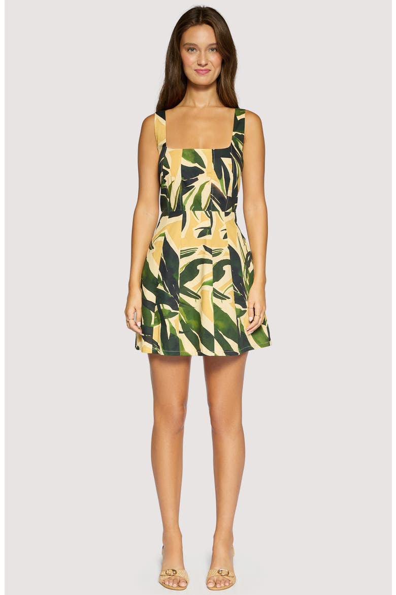 Palm Serenade Cotton Minidress, Alternate, color, GREEN-MULTI